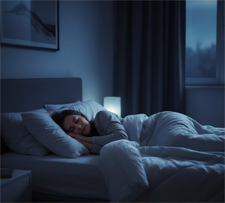 Mulher dormindo é importante para ter uma rotina de trabalho saudável