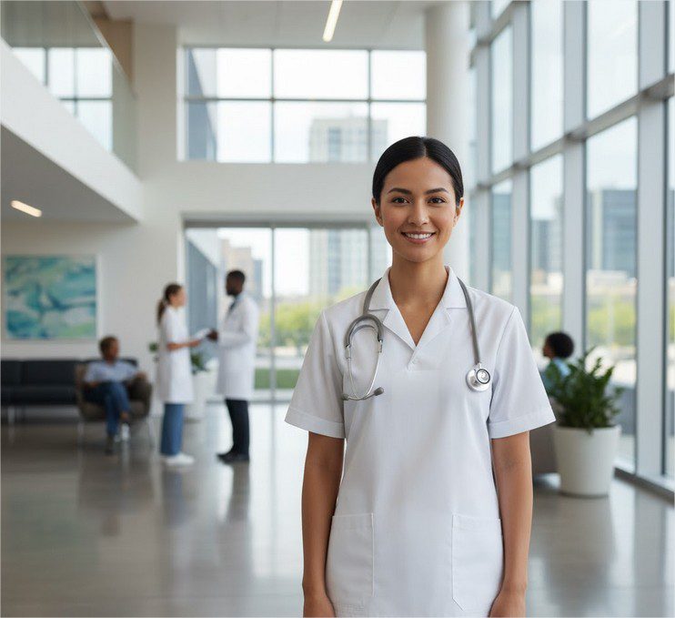 Desvalorização da enfermagem no Brasil - Enfermeira em ambiente hospitalar moderno, representando dedicação e dignidade