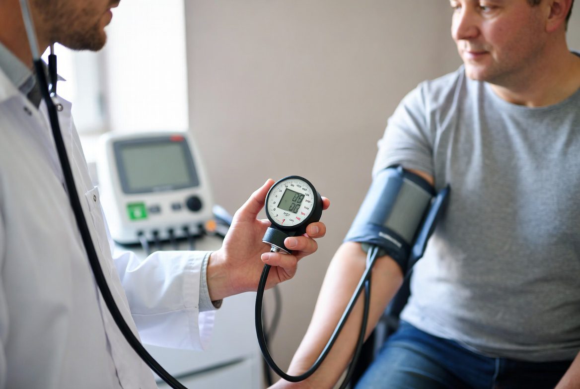 medição da pressão alta em consulta médica