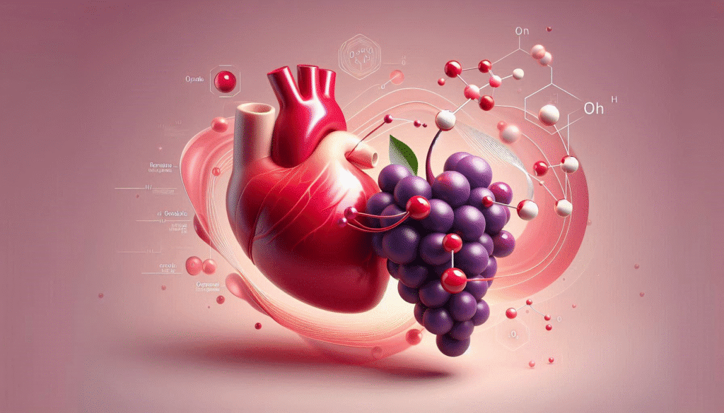 Infográfico sobre os benefícios do vinho tinto para a saúde e o resveratrol.